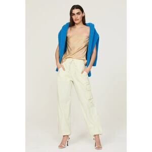 RTR DONNI. Cream Relaxed Nylon Cargo Pants Size XL 10-12 loose jogger